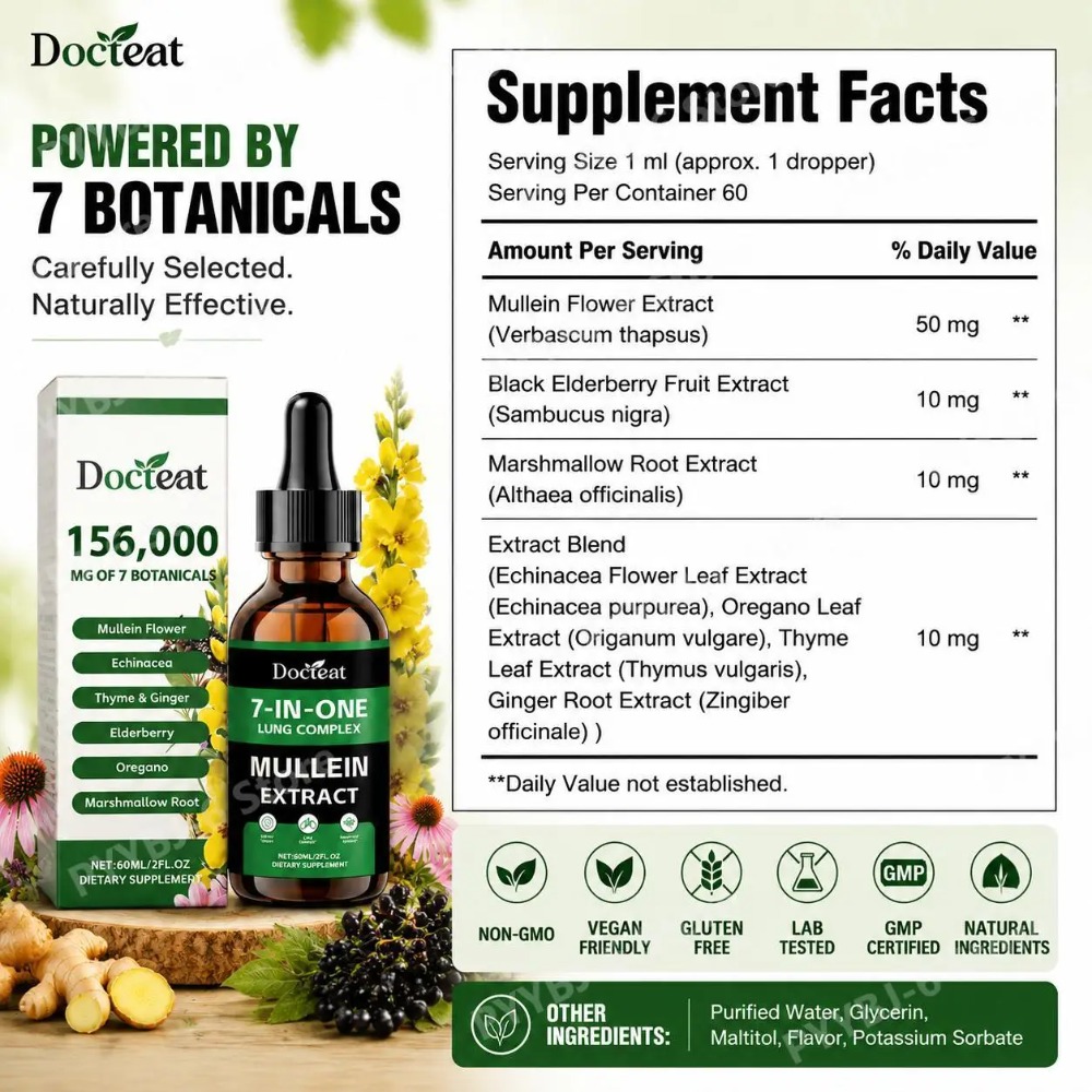 Docteat Extrato de Mullein 7 e - Herbal Wellness Drops avaliação e preço